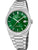Herrenarmbanduhr mit grünem Zifferblatt, Datumsfenster und Stahlarmband, Saphirglas