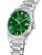 Herrenarmbanduhr mit grünem Zifferblatt, Stabindex und Datumsanzeige, Stahlgehäuse