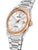 Festina Rivé Herrenuhr, seitlich schräg: Edelstahlgehäuse, weißes Zifferblatt, roségoldene Lünette