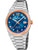 Bicolor-Damenuhr mit blauem Zifferblatt, roségoldenen Akzenten und Metallarmband