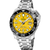 Festina Herrenuhr mit Edelstahlarmband, gelbem Zifferblatt und schwarzer Lünette
