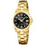 Festina Damenuhr mit goldfarbener Metallarmbandkette, schwarzem Zifferblatt und Saphirglas