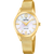 Festina Damenuhr mit goldfarbenem Meshband, rundem Gehäuse und perlmuttweißem Zifferblatt