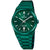 Grüne Festina Herrenuhr mit grünem Metallarmband und rundem Zifferblatt mit Gitteroptik