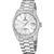Herrenarmbanduhr mit silbernem Edelstahlband, weißem Zifferblatt und Saphirglas