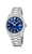 Herrenarmbanduhr mit blauem Zifferblatt und silbernem Edelstahlband