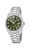 Herrenarmbanduhr mit grünem Zifferblatt und silbernem Edelstahlband