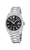 Herrenarmbanduhr mit schwarzem Zifferblatt und silbernem Edelstahlband