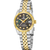 Festina Damenuhr mit zweifarbigem Edelstahlband, schwarzem Zifferblatt und goldfarbener Lünette