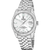 Herrenarmbanduhr mit silbernem Zifferblatt und Metallarmband, Datumsanzeige bei 3