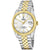 Herrenuhr mit silbernem/goldfarbenem Metallarmband, weißem Zifferblatt, Saphirglas