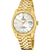 Festina Herrenuhr mit goldfarbenem Metallarmband, weißem Zifferblatt und Datumsanzeige