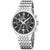 Herren-Chronographuhr mit schwarzem Zifferblatt und Edelstahlarmband, Saphirglas