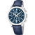 Festina Herrenuhr Chronograph: blaues Zifferblatt, Saphirglas, Lederarmband dunkelblau