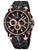 Herrenuhr mit schwarzem Zifferblatt, rosafarbenen Akzenten und Chronograph-Subdials