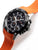Festina Herren-Armbanduhr, Chronograph mit schwarzem Zifferblatt und orangefarbenem Silikonband