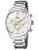 Silberne Herrenuhr mit Chronograph, weißem Zifferblatt und Edelstahlarmband