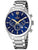 Herrenarmbanduhr mit blauem Chronograph-Zifferblatt, goldenen Zeigern und Edelstahlband