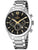 Herrenuhr mit schwarzem Zifferblatt, Chronographenanzeigen und Edelstahlarmband