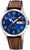 Montre Festina pour homme avec cadran bleu, boîtier argenté et bracelet en cuir marron