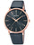 Festina Damenuhr mit schwarzem Lederarmband, schwarzem Zifferblatt und roségoldener Lünette