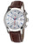 Herren-Chronograph mit silbernem Gehäuse, weißem Zifferblatt und braunem Kalbslederarmband
