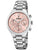 Festina Damenuhr mit Chronograph, silbernes Edelstahlband und rosafarbenem Zifferblatt