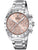 Festina Damenuhr mit Chronograph, silbernes Edelstahlarmband, beiges Zifferblatt