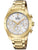 Festina Damenuhr mit Chronograph, goldfarbenes Gliederarmband und weißem Zifferblatt