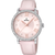 Festina Damenuhr mit rosa Lederarmband, rosafarbenem Zifferblatt und Zirkonia-Lünette