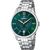 Festina Herrenuhr mit grünem Zifferblatt und Edelstahlarmband, runde Analoguhr mit Datumsanzeige.