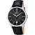 Festina Herrenuhr: schwarzes Lederarmband, silbernes Gehäuse, schwarzes Zifferblatt