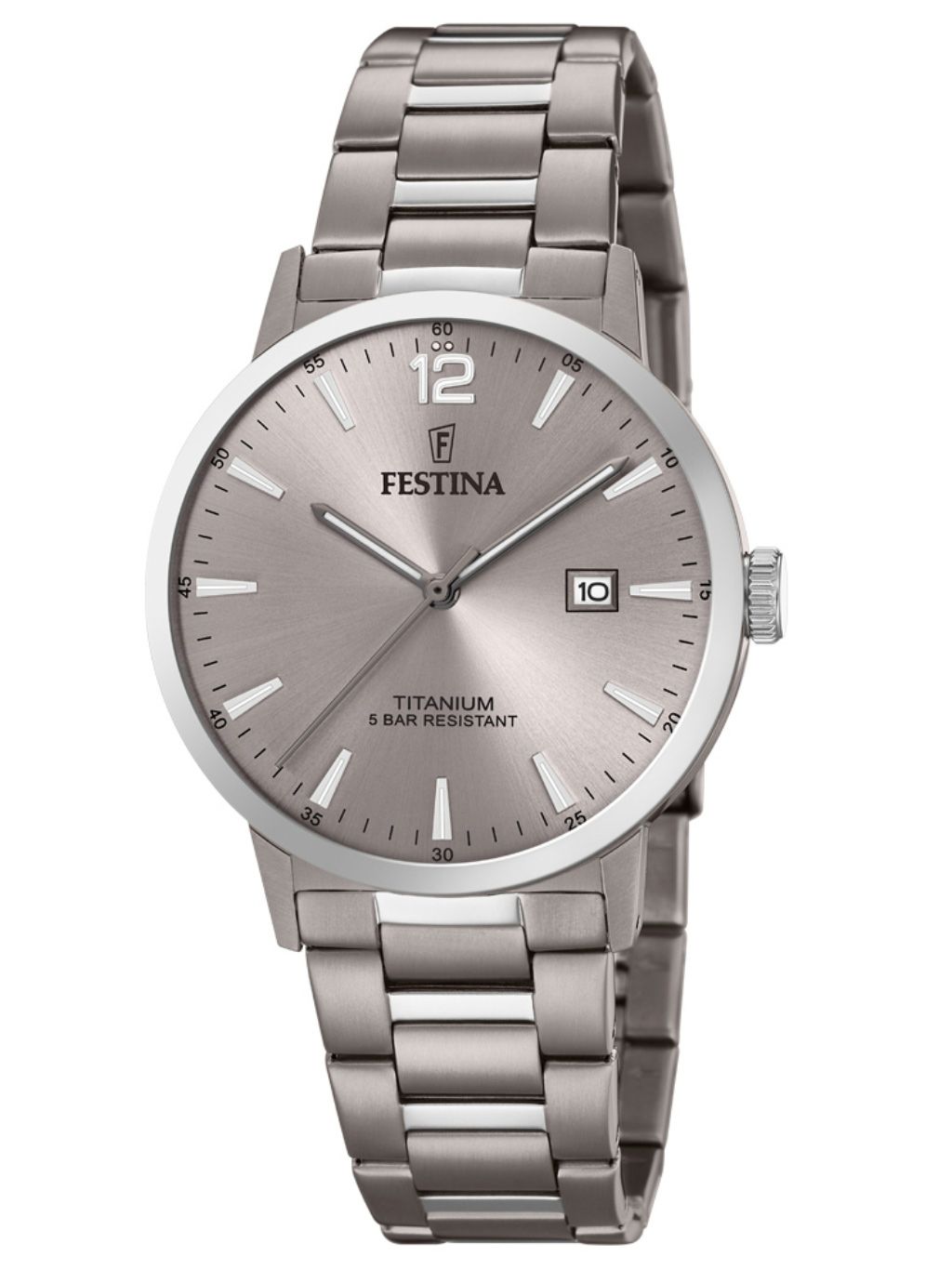 Unisex-Armbanduhr mit Titanband, rundem Gehäuse, Mineralglas und Datumsanzeige