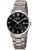 Unisex-Armbanduhr mit schwarzem Zifferblatt, silbernem Titanband und Zeitanzeige