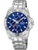 Herrenarmbanduhr mit blauem Zifferblatt, Stoppuhr-Subdials und Edelstahlarmband
