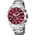Festina Chronograph-Herrenuhr mit rotem Zifferblatt, Edelstahlarmband und Hilfszifferblättern