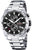 Chronographe pour homme en acier inoxydable avec cadran noir, trois compteurs et affichage de la date