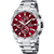 Festina Chronograph Herrenuhr, Edelstahlarmband, rotes Zifferblatt mit Chronographenzählern