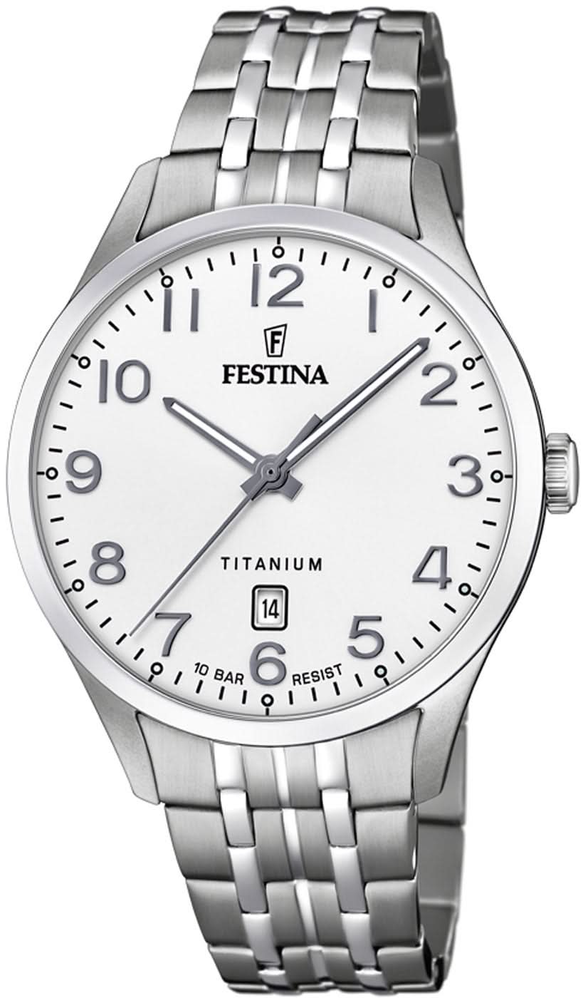 Montre pour femme avec cadran blanc, bracelet en métal et affichage de la date