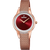 Festina Damenuhr mit rotem Zifferblatt, Zirkonia-Lünette und Metall-Meshband.