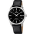 Festina Herrenuhr mit schwarzem Zifferblatt und schwarzem Lederarmband, Analog, Datum