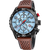 Herrenuhr mit blauem Zifferblatt, Chronograph und braunem perforiertem Lederarmband