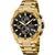 Herren-Chronograph: goldfarbenes Edelstahlband, schwarzes Zifferblatt mit Datumsfenster
