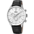 Festina Herrenuhr Chronograph mit silbernem Gehäuse, weißem Zifferblatt und schwarzem Lederband.