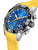 Herrenuhr mit blauem Chronographenzifferblatt, gelbem Silikonarmband, Edelstahlgehäuse