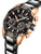 Herrenuhr mit schwarz-rosegoldenem Gehäuse, Drückern und schwarzem Metallarmband