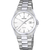 Herrenuhr mit weißem Zifferblatt, Stahlband und Datumsanzeige