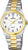 Bracelet de montre pour homme en acier inoxydable avec cadran blanc, index dorés et date