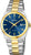 Montre bicolore pour homme avec cadran bleu, affichage de la date et bracelet métallique bicolore