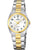 Damenarmbanduhr mit bicolor Edelstahlband und rundem gold-silber Zifferblatt